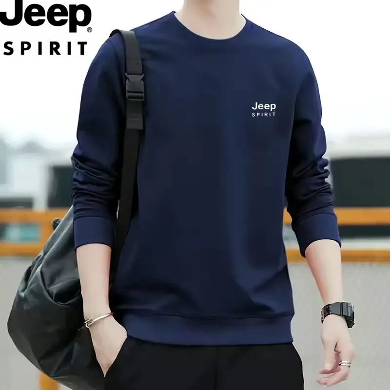 JEEPSPIRIT吉普卫衣男2025年新款圆领春秋季男长袖套时尚百搭上衣