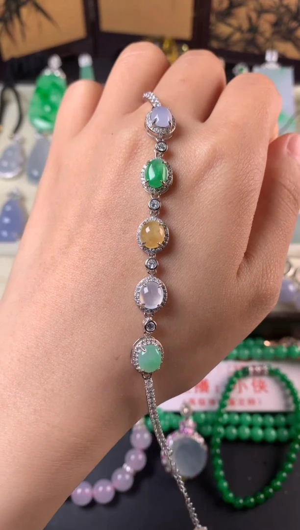 银S925镶嵌手链翡翠手链