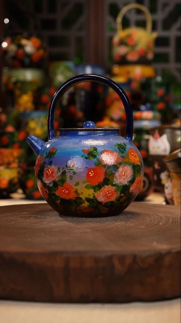 紫砂油画手绘釉下彩