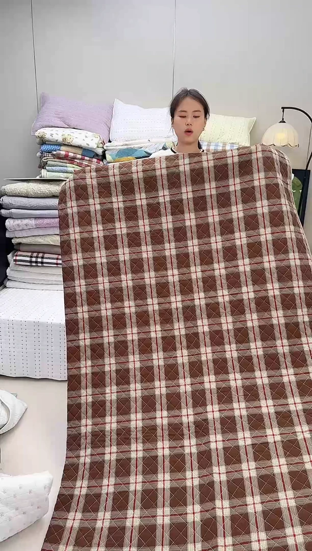 棉纯棉斜纹宫大格230*250床盖