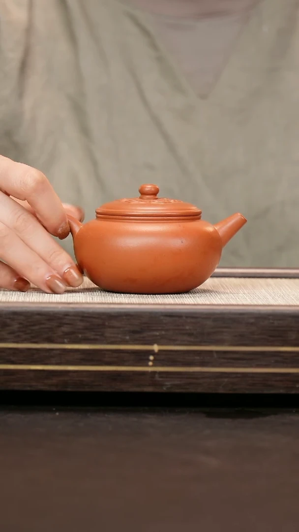 茶壶紫砂 红泥 繁花壶