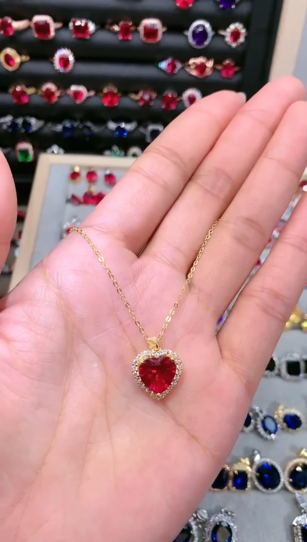 【闪购商品】红宝石吊坠(赠链)银S925镶嵌10