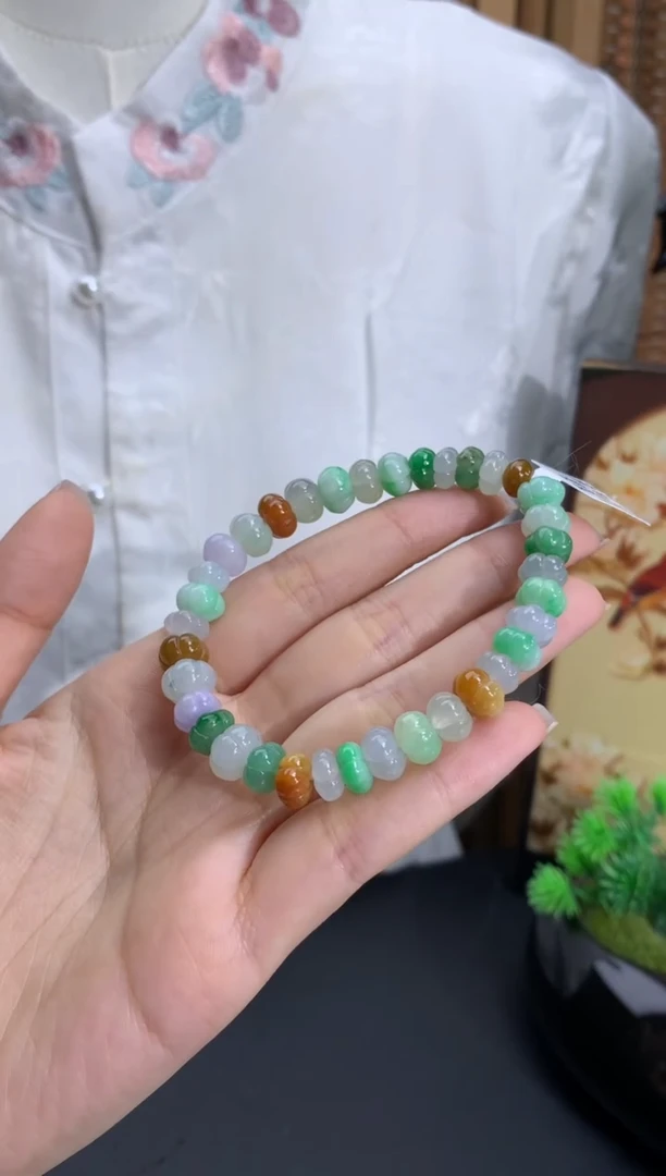 未镶嵌手链翡翠南瓜手串 卡6.7-9.4mm（有纹