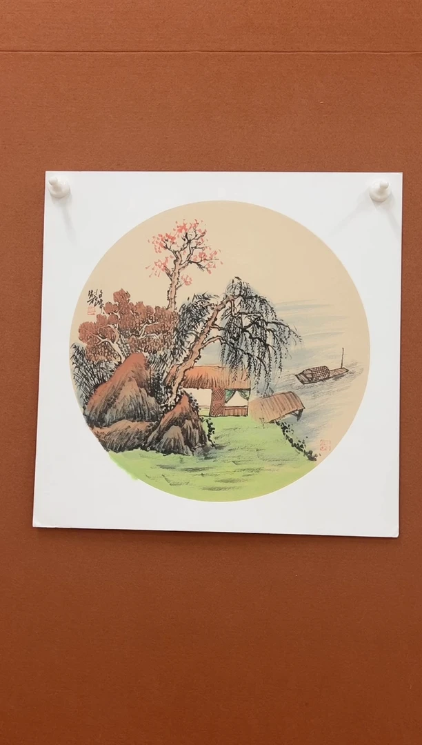 国画李文峰三尺斗方卡纸山水