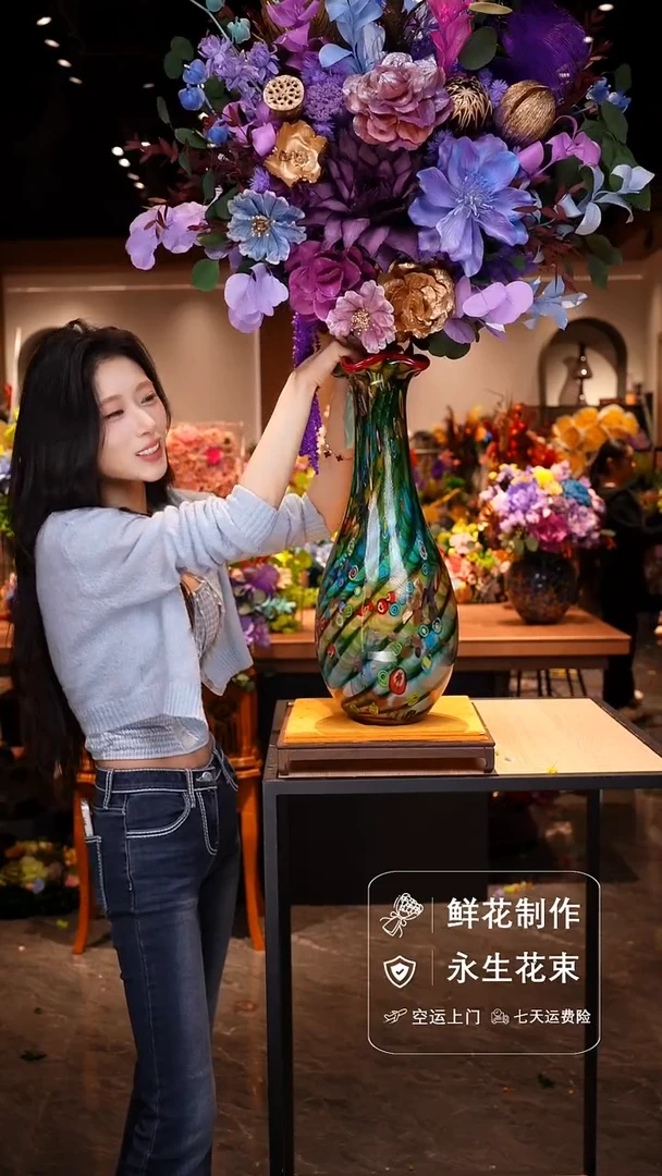 琉璃瓶手工花器花束空运包邮送货上门-以图片为准