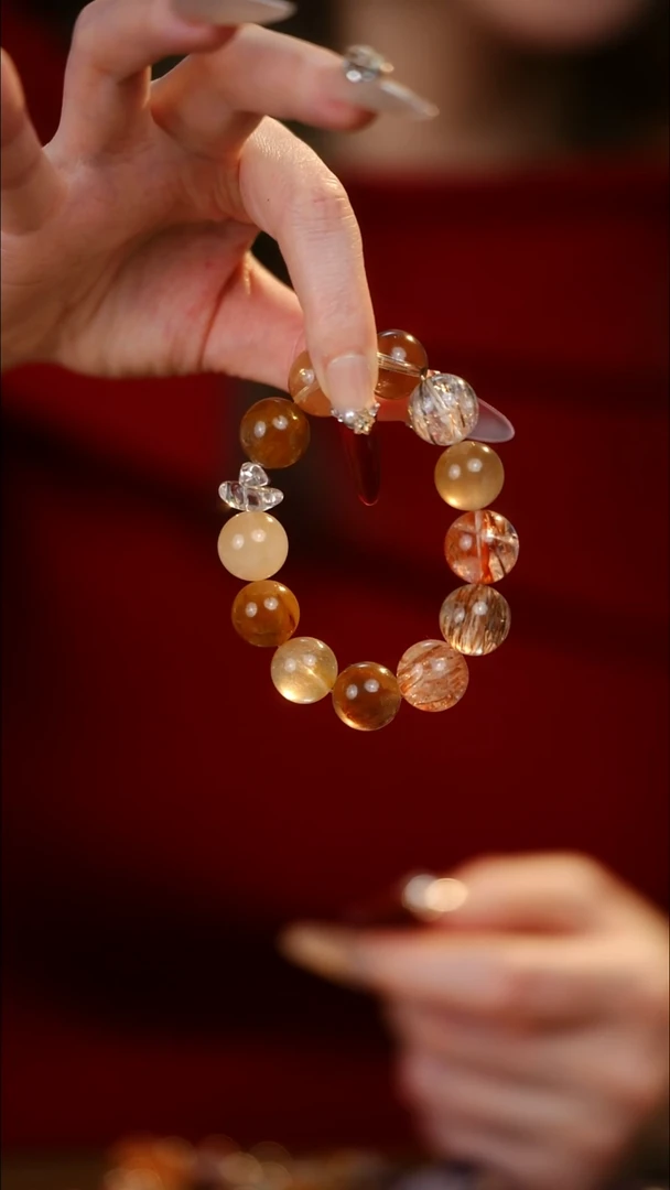 未镶嵌手串水晶黑金超七 兔毛