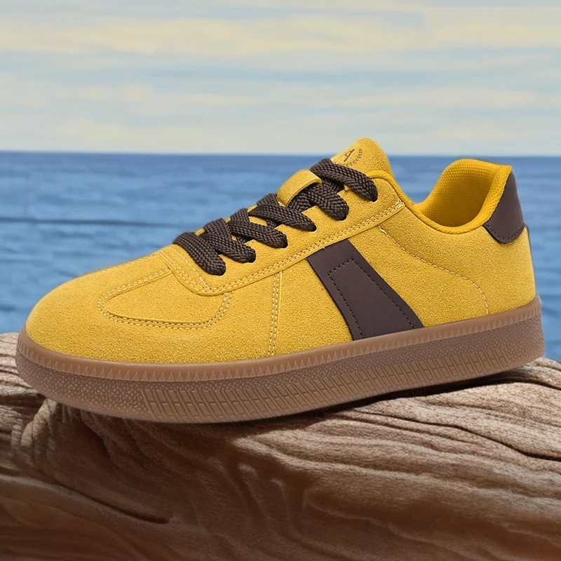 Aokang/奥康复古德训鞋男款秋季阿甘百搭小白鞋安哥拉红休闲板鞋