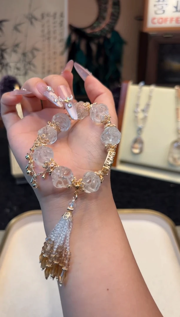 【闪购商品】水晶手链合金绿水晶狐球