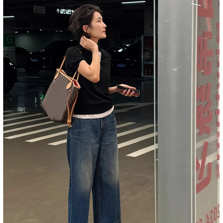 浪清/女装推荐  百利德舒适透气牛仔裤42445#2025新款裤子