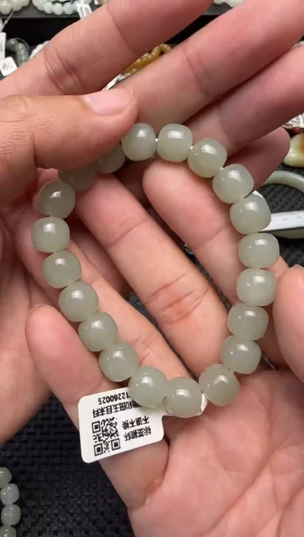 未镶嵌手链和田玉青白玉手串卡9x10