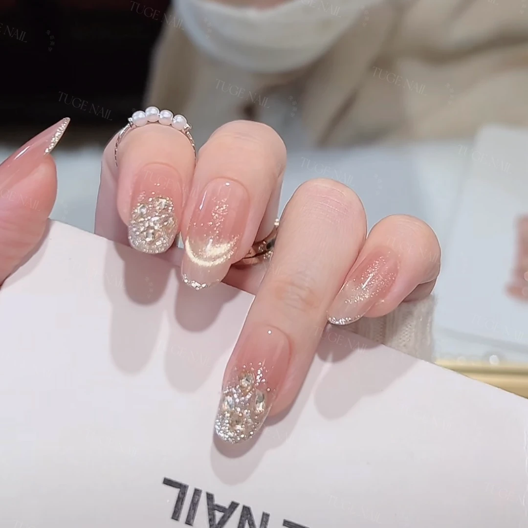 TugeNail “星辰律动”春夏显白金边法式猫眼纯欲手工穿戴甲TGT206