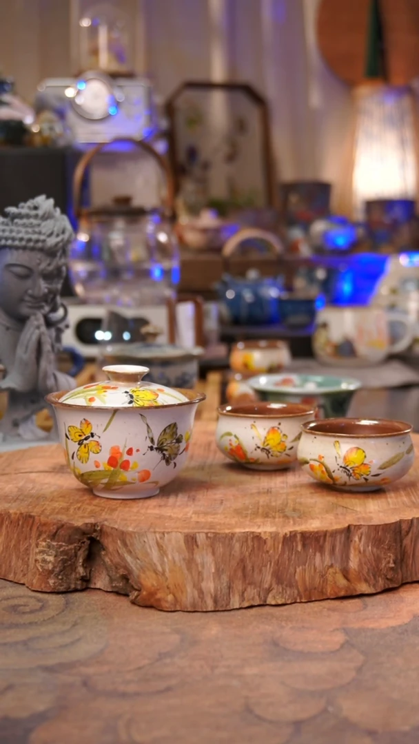 杯子兰花蝶恋手工手绘手工手绘