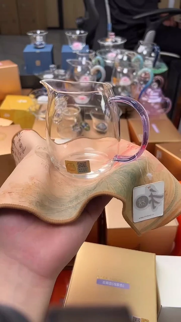 @@禾器晶彩澄然浅紫色+禾器茶巾荷花