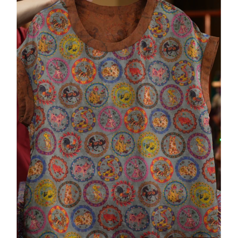 十二生肖<<非遗美学>>1297十二生肖印花减龄显瘦上衣