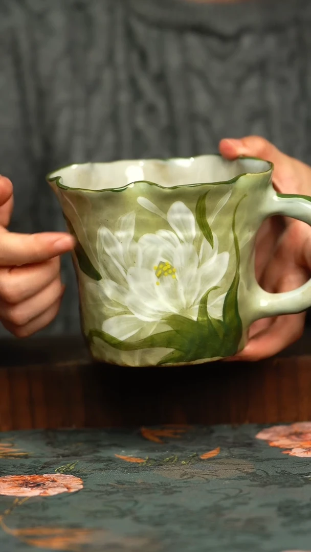 杯釉下彩手工手绘同款陶器