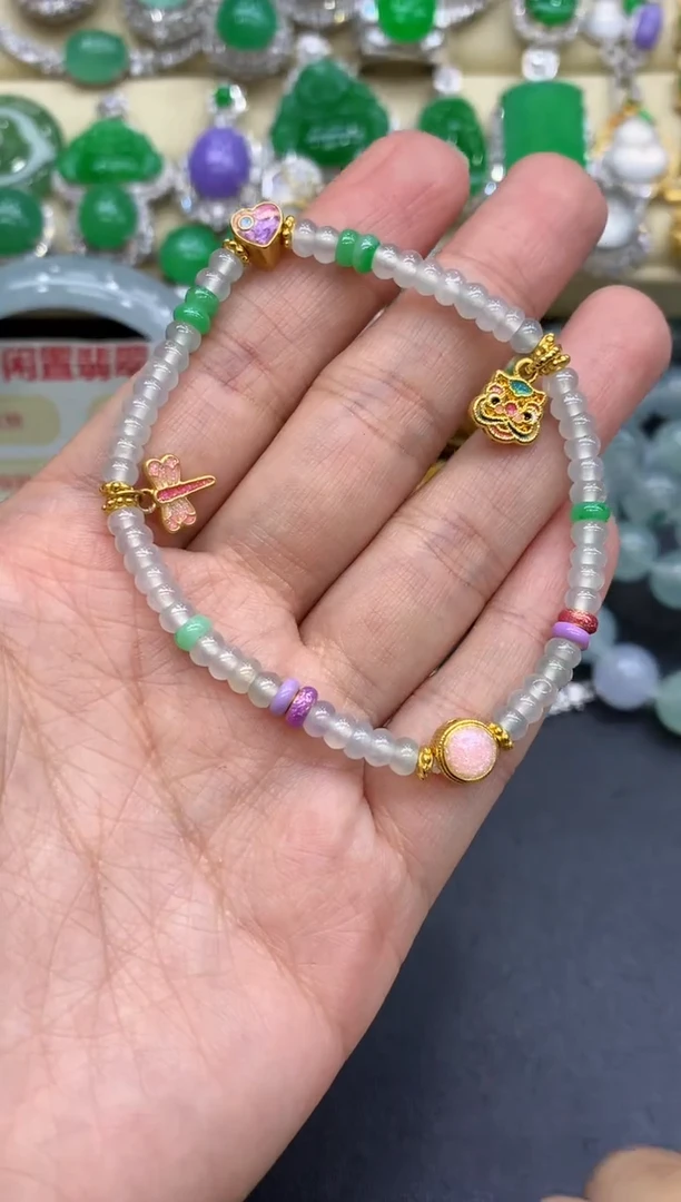 足金镶嵌手链翡翠312-中国好珍宝