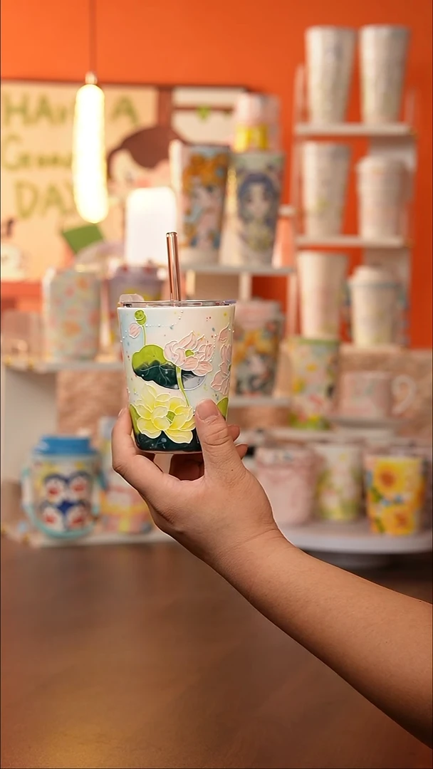 景德镇手工手绘万花文创陶瓷杯
