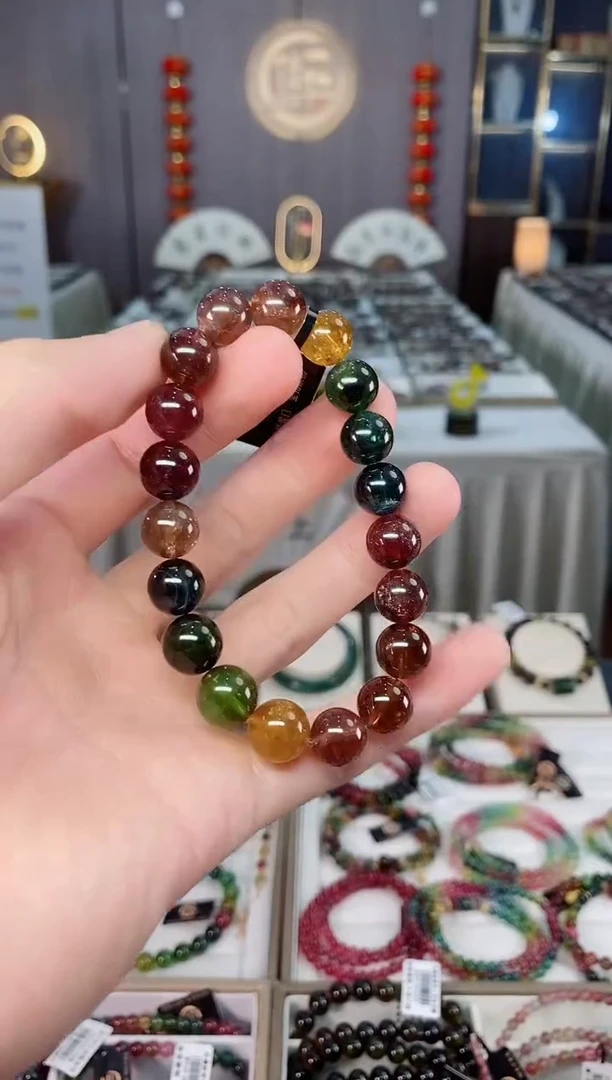 未镶嵌收藏级老矿碧玺单圈手串10mm+碧玺xion多样性发一条