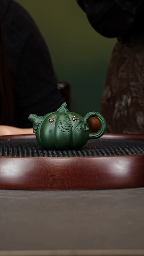 茶壶紫砂77GJF矮南瓜 蒋家绿泥160cc