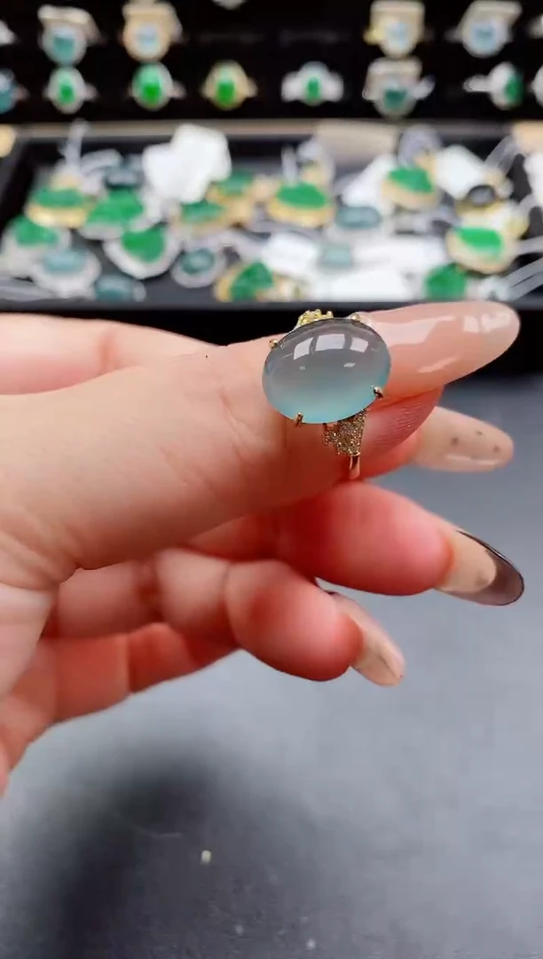 银S925镶嵌戒指翡翠1