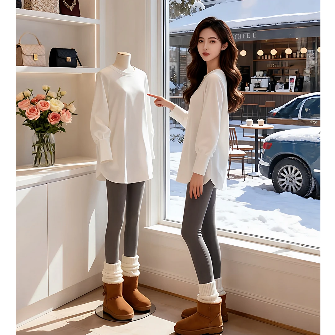 优质版加绒纯棉白色打底衫女内搭2026新款秋冬遮屁股长袖T恤上衣