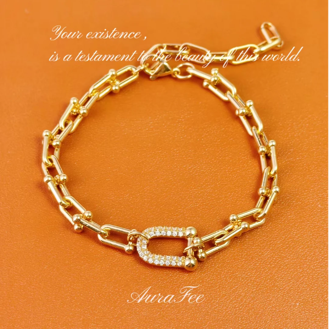 铜合金手链 Aura Fee 锆石马蹄扣手链/C056