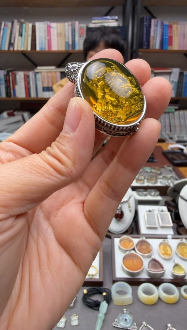 琥珀颈饰未镶嵌森**8黄财神吊坠