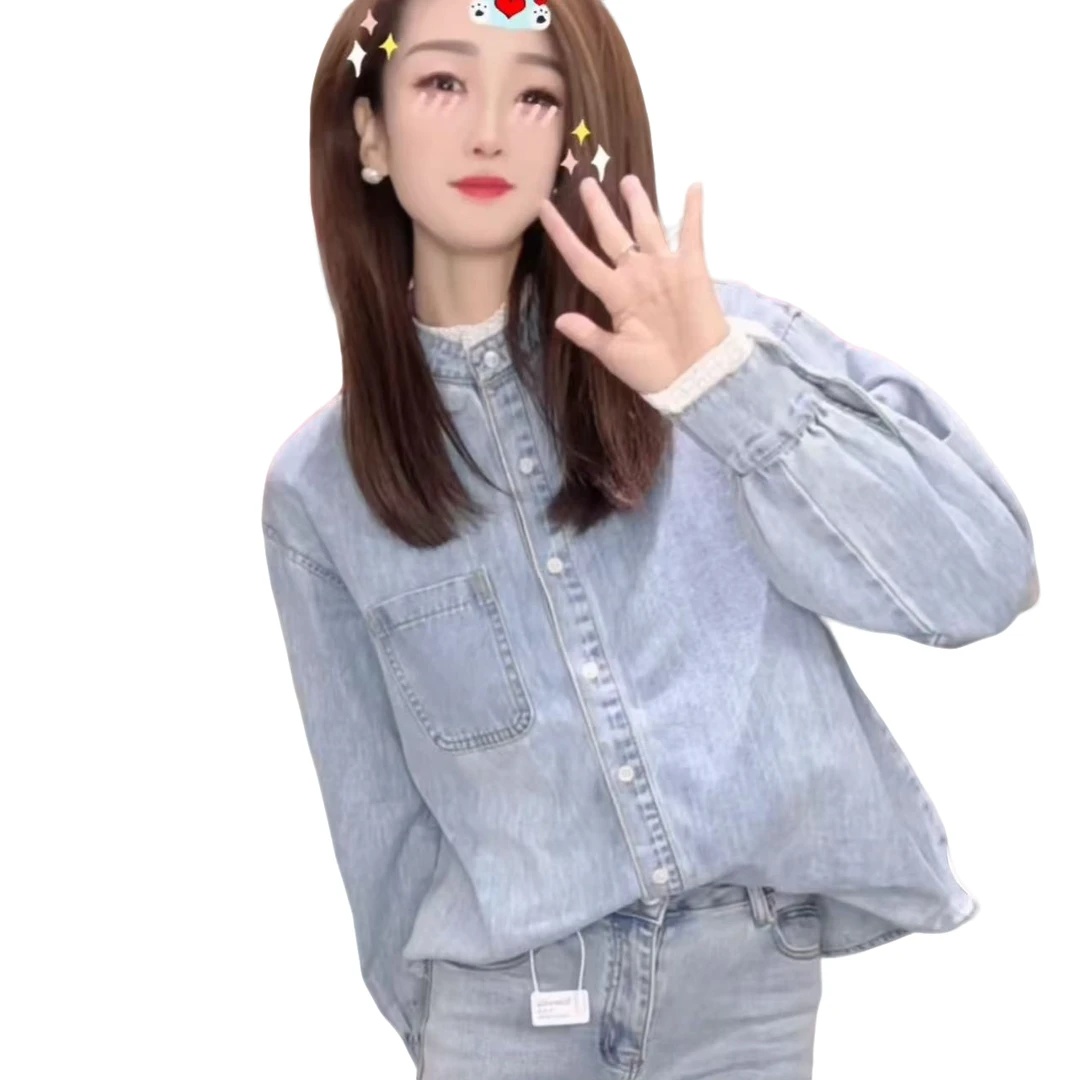 瑶瑶家  年款欧货浅色春款加厚小香风牛仔衬衣