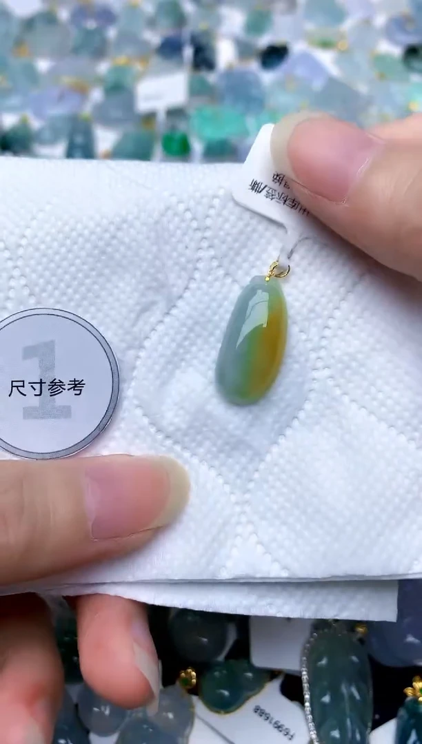 颈饰18K金镶嵌翡翠天然A货翡翠