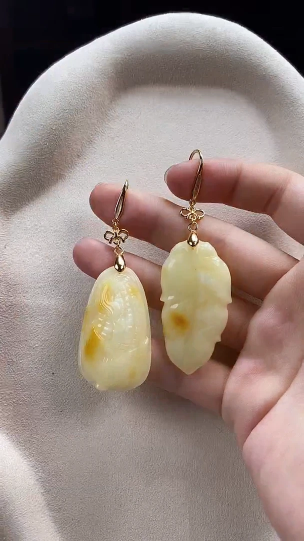 琥珀未镶嵌耳饰耳环
