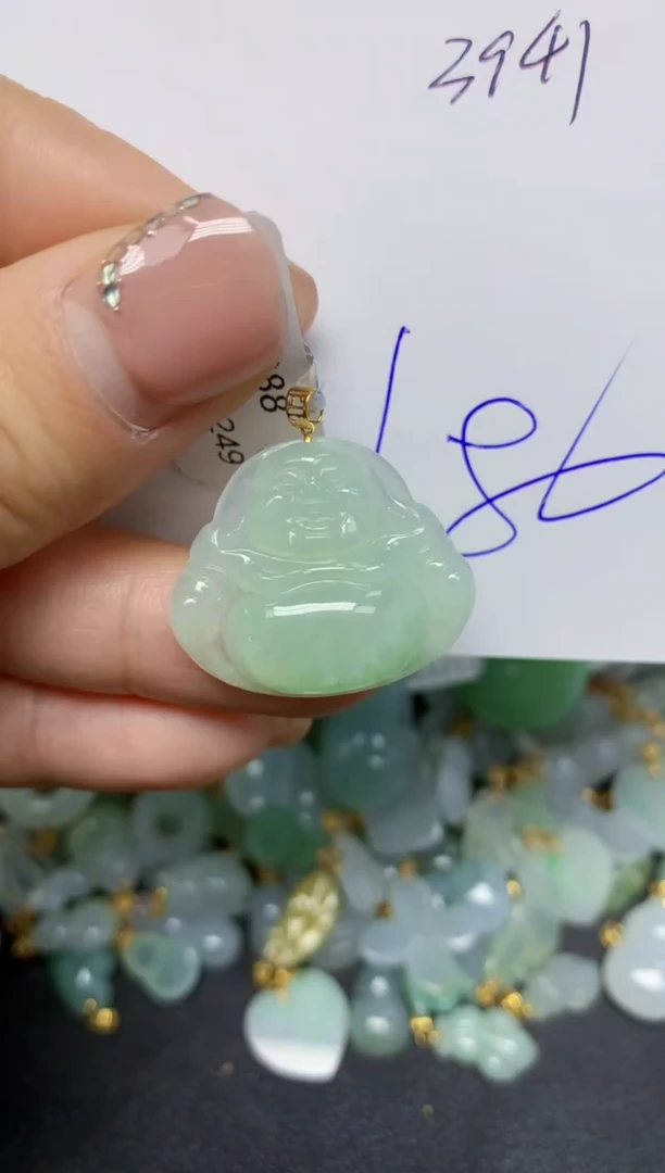 【闪购商品】翡翠挂件18K金镶嵌 天然翡翠A货
