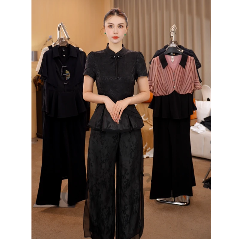 G6982旗袍两件套夏季新款减龄2025夏气质年轻高贵妈妈时尚套装