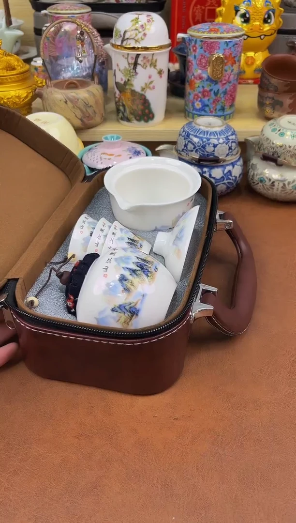 陶瓷茶具摆件旅行套组