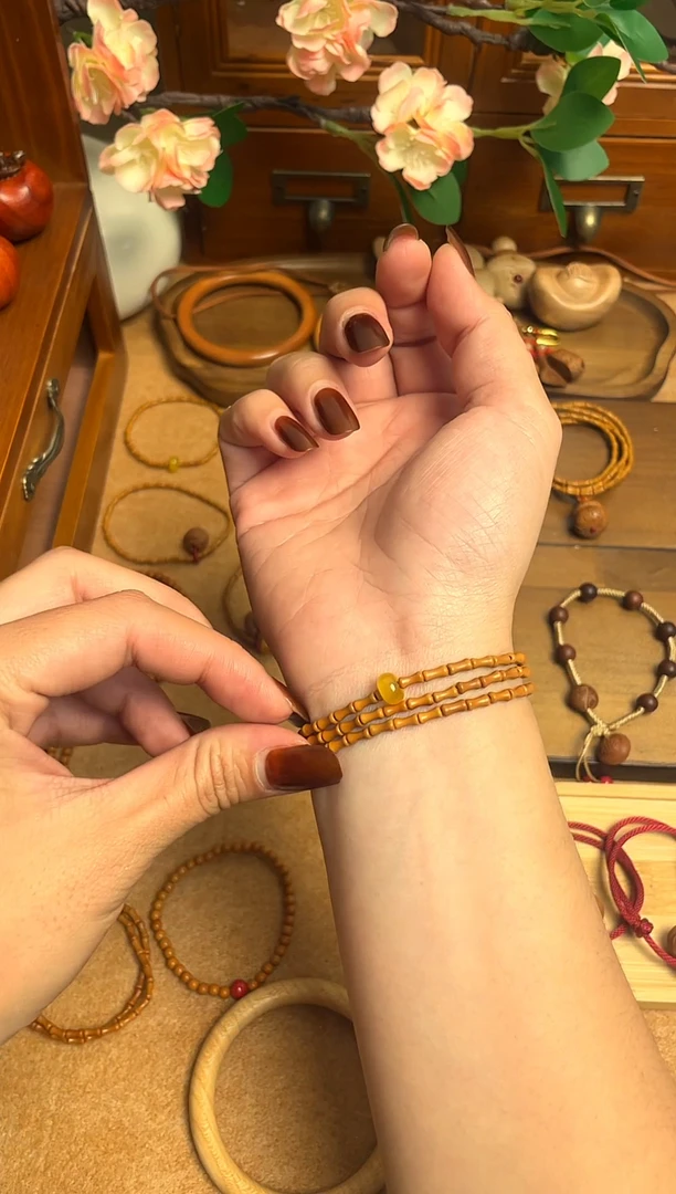 桃核竹节三圈跑环    一物一拍