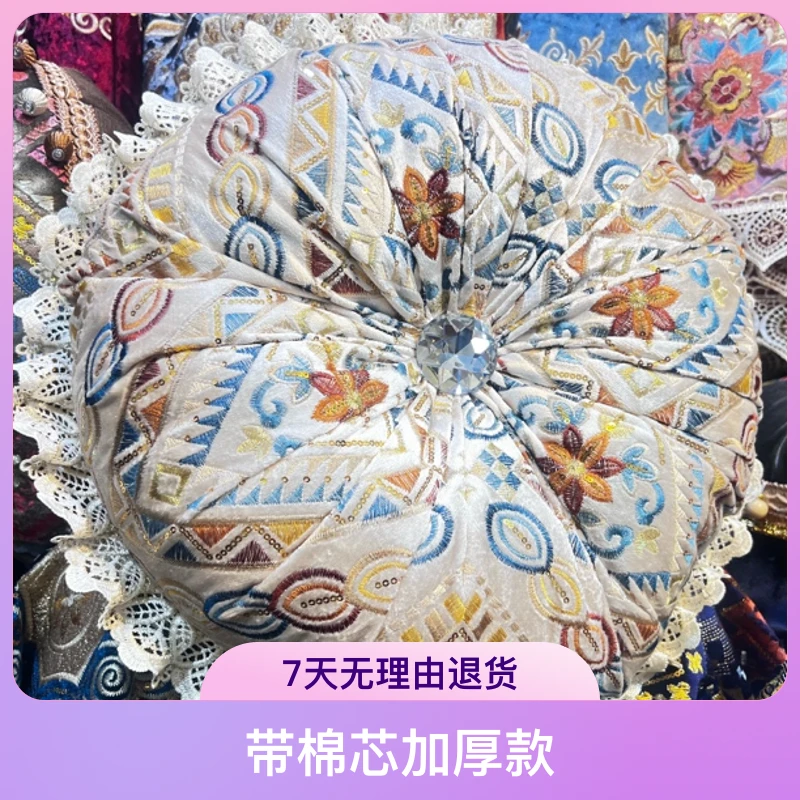 金丝绒面料圆形柔软的双层酒店枕头套带印花加厚款花边枕套家用