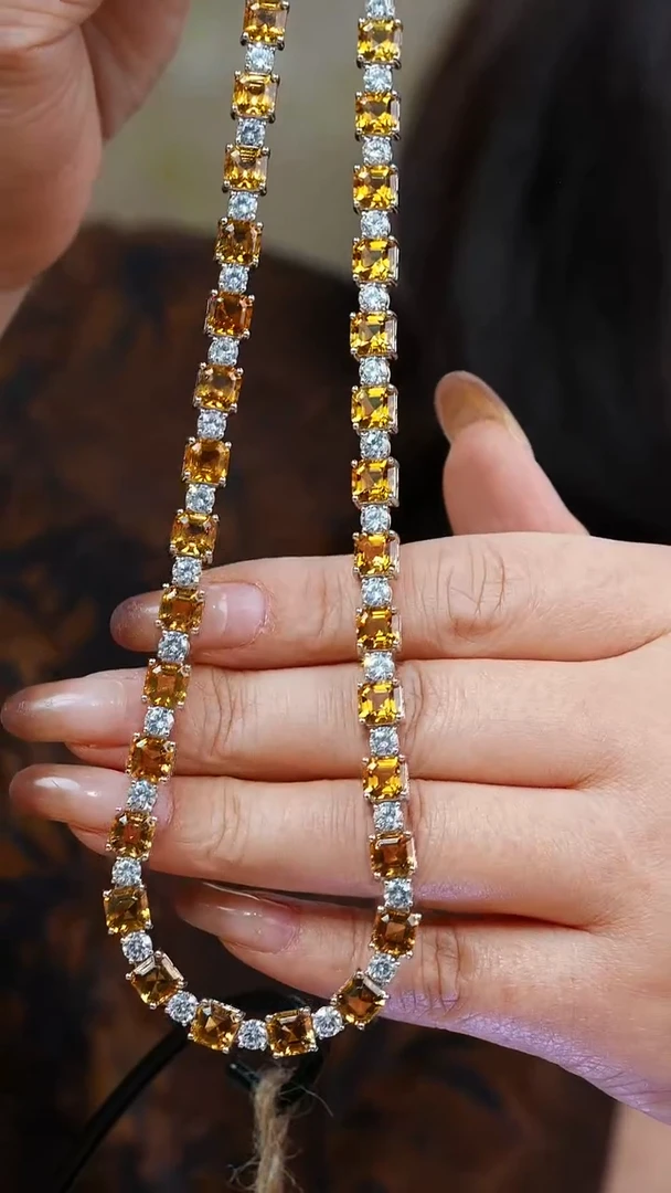 【闪购商品】黄晶项链银S925镶嵌012项链