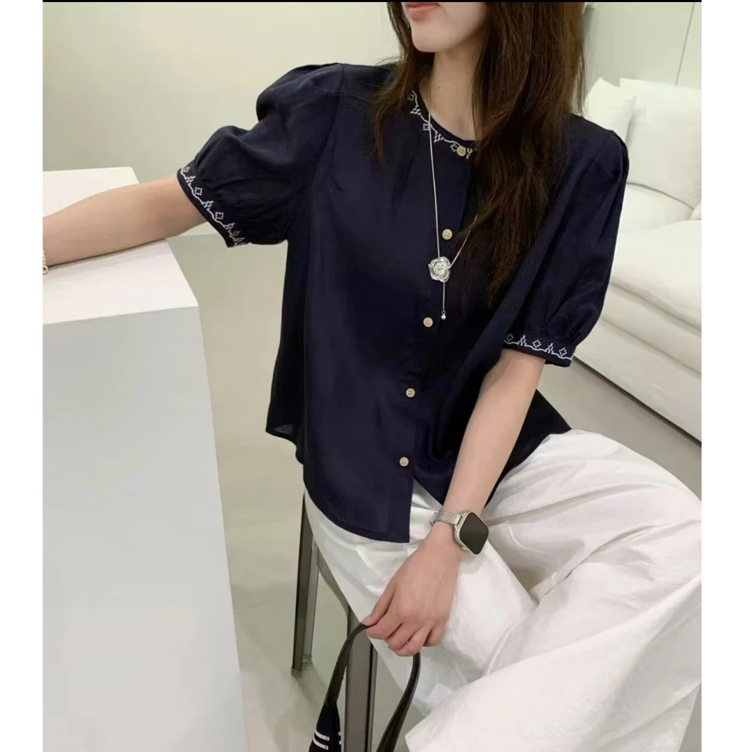 1309夏季薄款纯棉衬衫女气质显瘦时尚百搭小衫