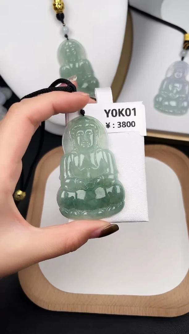 颈饰未镶嵌翡翠Y0K01冰绿超大观音