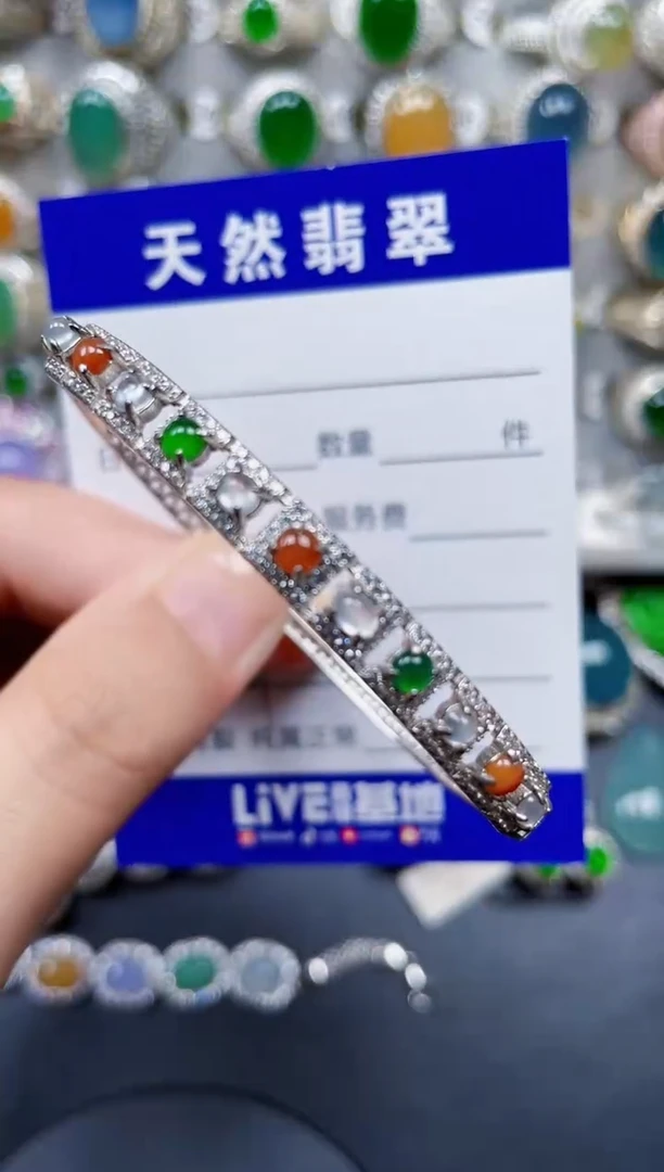 银S925镶嵌手镯翡翠169