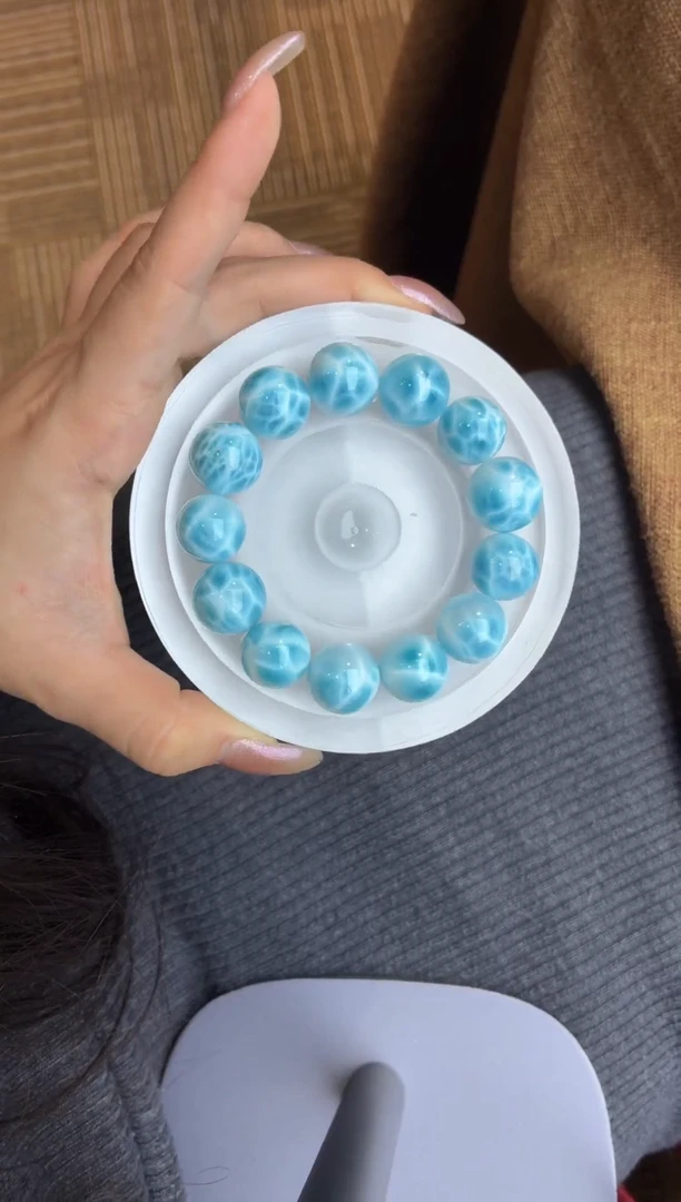 未镶嵌针钠钙石（海纹石）手串火山蓝海纹石15m+