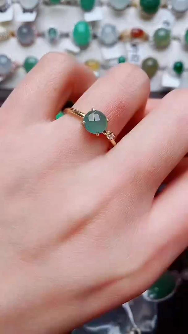 银S925镶嵌戒指翡翠...