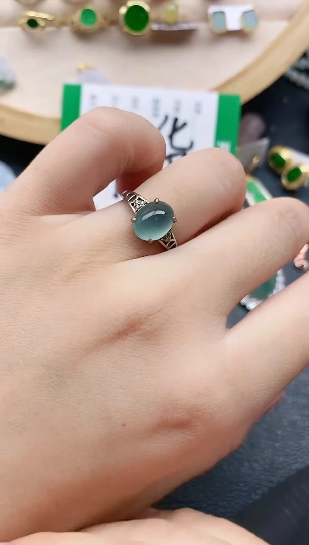 翡翠戒指银S925镶嵌11111