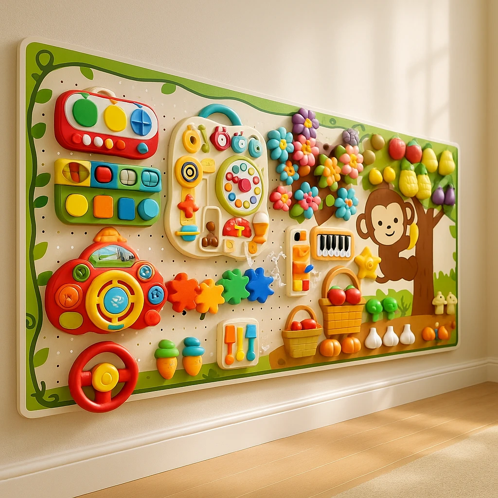 【9-24月龄宝宝】蒙氏儿童忙碌板全套diy配件早教益智洞洞板玩具墙