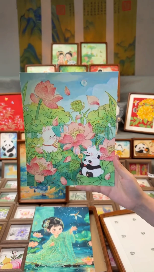 国画?****?泡泡熊猫 手绘国画10寸画芯