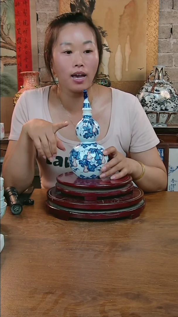 摆件景德镇纯手工葫芦