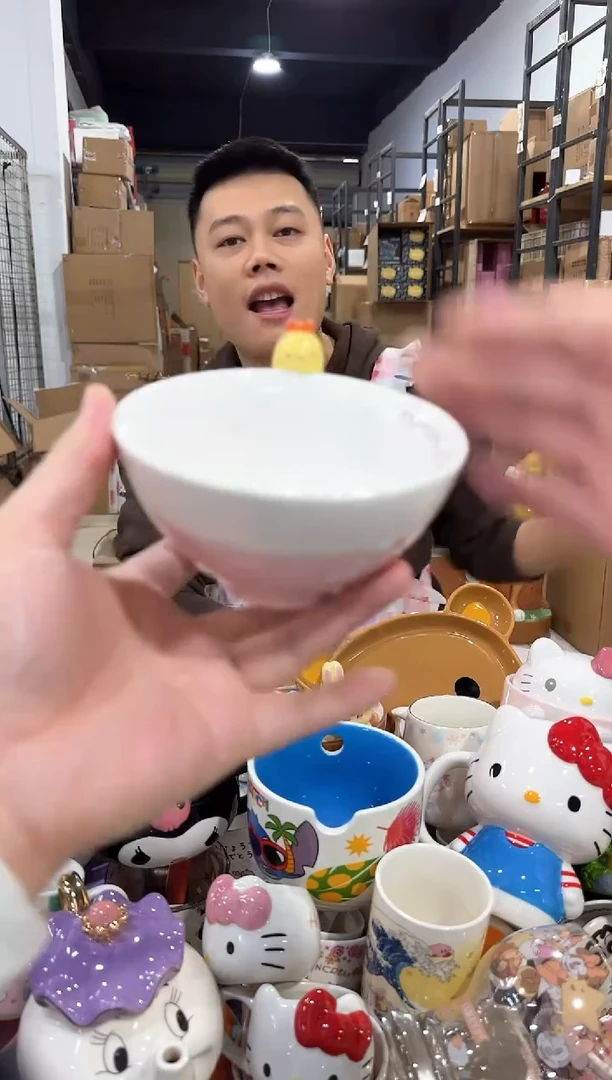 瓷片炸虾公仔碗 瑕疵不退换