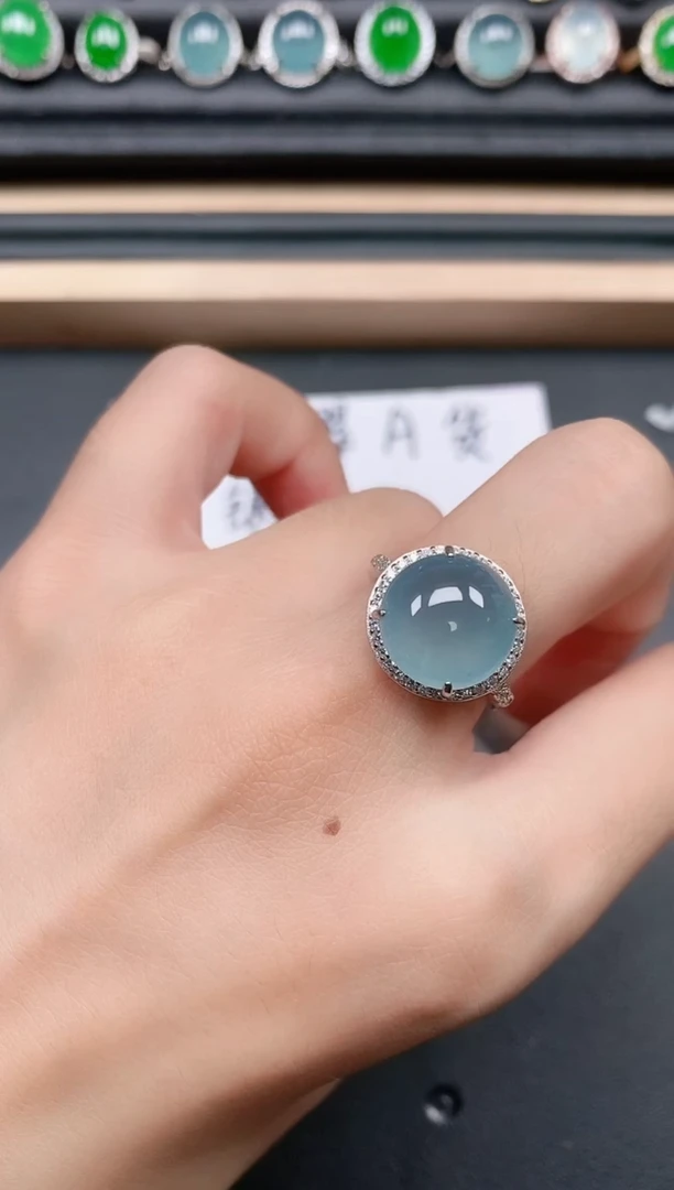 翡翠戒指银S925镶嵌1111