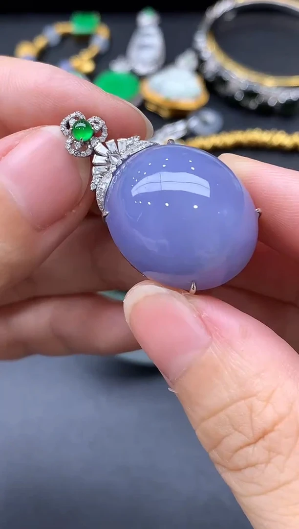 颈饰18K金镶嵌翡翠风*细230-中国好珍宝