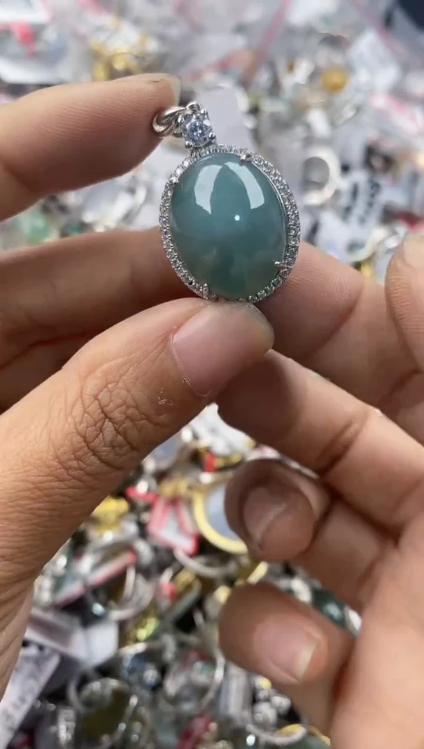 银S925镶嵌戒指翡翠333         10