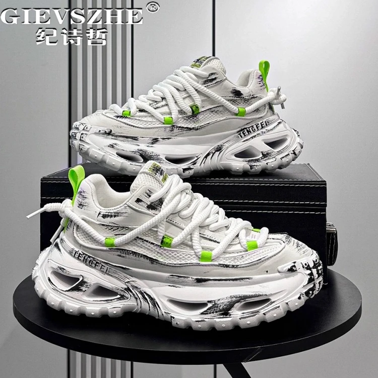 纪诗哲男鞋个性厚底轻便运动鞋男款潮流百搭休闲鞋时尚透气老爹鞋